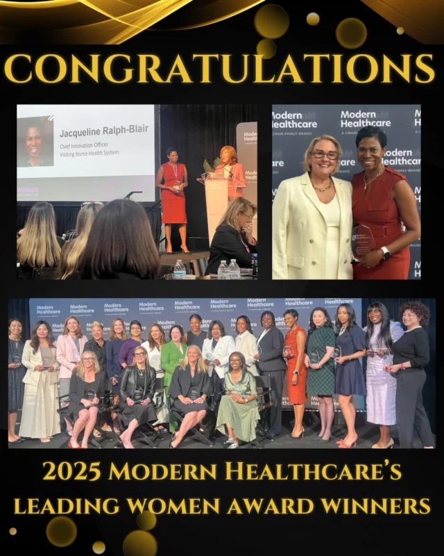 VNHS Spotlight!
We're pleased to share our award winning Chief Innovation Officer, Jaqueline Ralph-Blair, was honored today with Modern Healthcare’s Leading Woman of 2025 award! 
This prestigious award honors 30 leading women and 10 rising stars who are making lasting positive changes to the business of healthcare. 
Celebrated today in Chicago at Modern Healthcare’s 15th Annual Leading Women Conference & Awards Luncheon, Jacqueline and her 2025 class of Modern Healthcare's Leading Women, received a vanguard award honoring their achievements in and contributions to healthcare, to include directing strategic partnerships, designing cutting-edge technologies, and spearheading revenue-boosting initiatives. 
Congratulations Jacqueline and THANK YOU for all you do!!

#leadership #CSuite #givingback #healthcare #visitingnursehealthsystem #hospiceatlanta